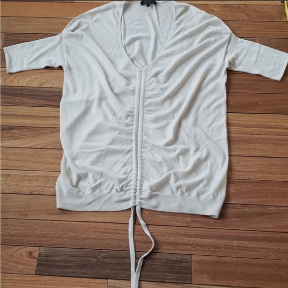 Robert Rodriguez Vneck Sweater in Cream/Tan w/ Tie - Picture 2 of 8